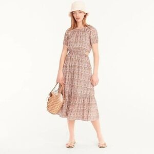 New J. Crew Women's Liberty Giorgia Duke Print Side Cut Out Organic Cotton Dress